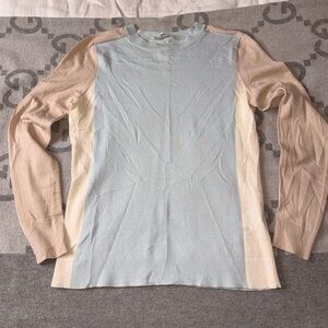 Boss Merino Superfine Sweater in Light Blue and Cream